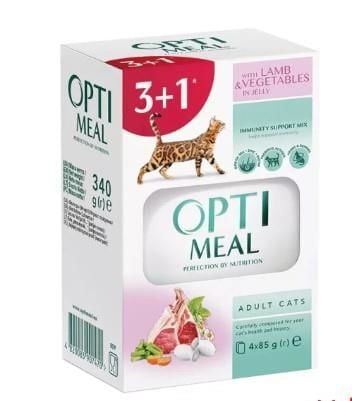 Optimeal Kuzu Etli Sebzeli Jöle Yaş Mama 85gr 3+1