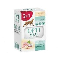 Optimeal Beyaz Sos İçinde Parça Tavşan Etli Yetişkin Kedi Konservesi 85gr 3+1
