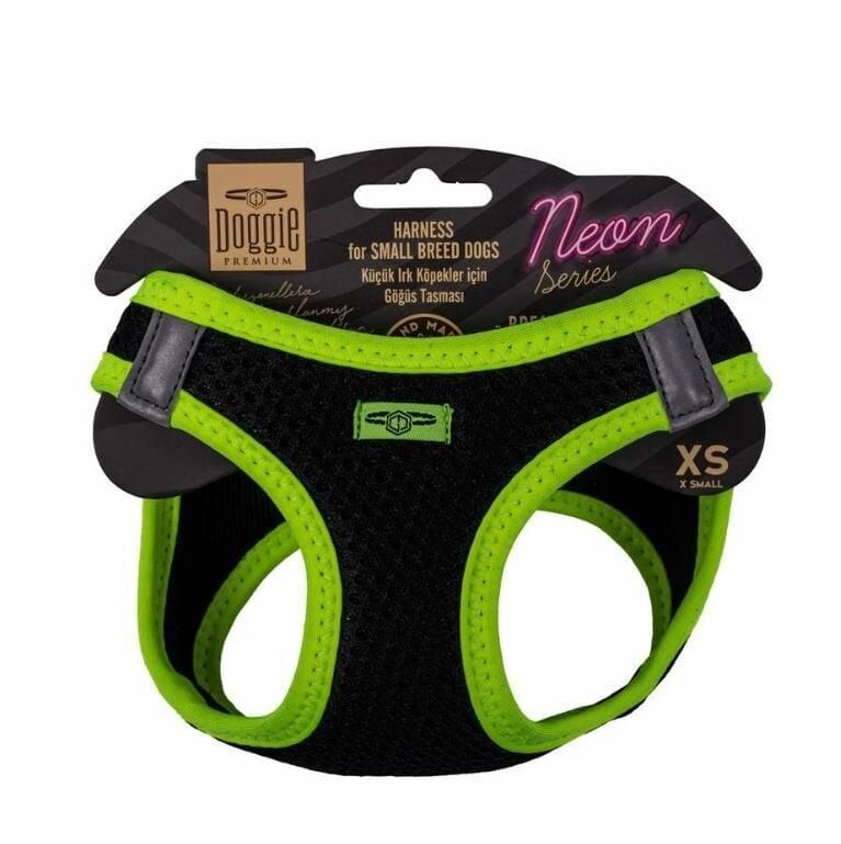 Doggie Havalı Dokuma Neon Serisi Küçük Irk Göğüs Tasması Sarı Xs-30-34Cm