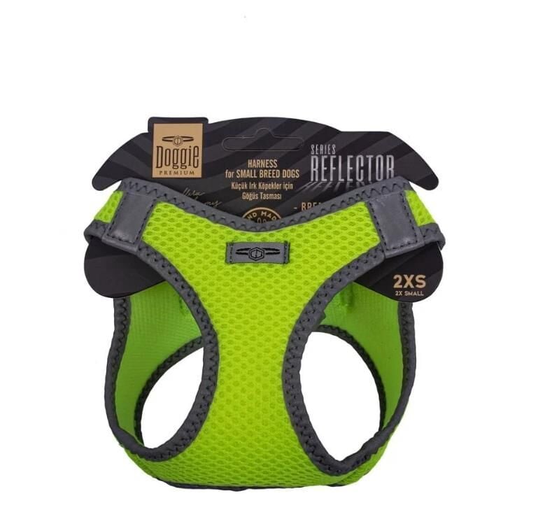 Doggie Havalı Dokuma Reflektör Serisi Küçük Irk Göğüs Tasması Sarı 2Xs-26-30Cm