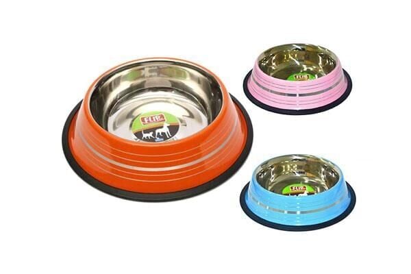 Flip Kedi ve Köpekler İçin Şeritli Mama ve Su Kabı 16 Oz.  480ml