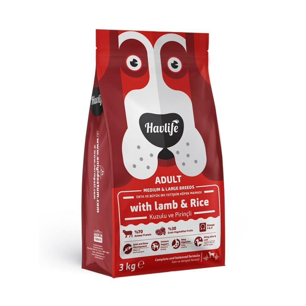 Havlife Orta ve Büyük Irk Kuzulu Yetişkin Köpek Maması 3 Kg