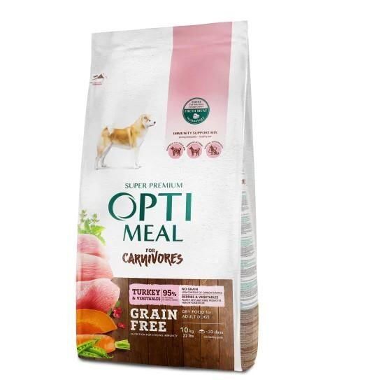 Optimeal Carnivores Hindi Etli ve Sebzeli Tahılsız Yetişkin Köpek Maması 10kg