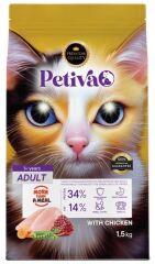 Petiva Yetişkin Kediler İçin Tavuk Etli Kuru Kedi Maması 1,5 Kg