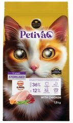 Petiva Kısırlaştırılmış Yetişkin Kediler İçin Tavuk Etli Kuru Kedi Maması 1,5 Kg
