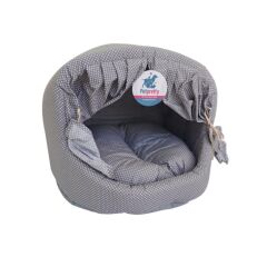 Petpretty Perdeli Kumaş Yuva Puantiyeli Yatak Gri