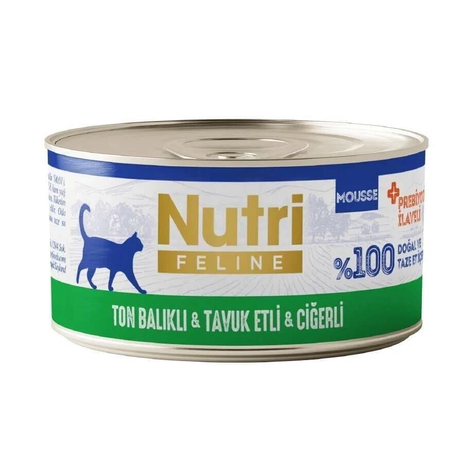 Nutri Feline Ton, Tavuk ve Ciğerli Tahılsız Kedi Konservesi 70 Gr