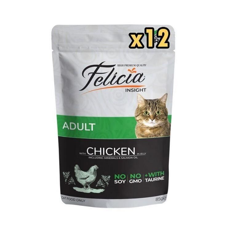 Felicia Tahılsız Yetişkin Tavuklu Yaş Kedi Maması 85 gr 12'li Paket