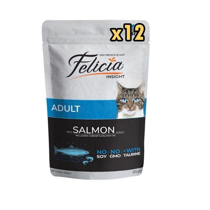 Felicia Tahılsız Yetişkin Somonlu Yaş Kedi Maması 85 gr 12'li Paket