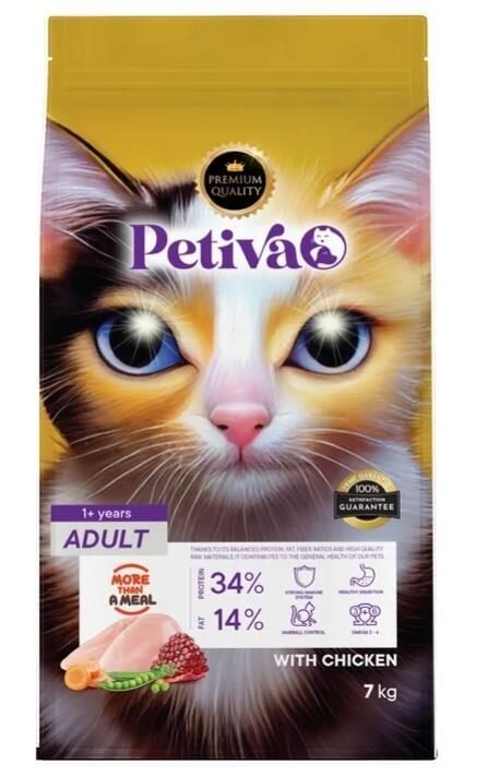 Petiva Yetişkin Kediler İçin Tavuk Etli Kuru Kedi Maması 7 Kg