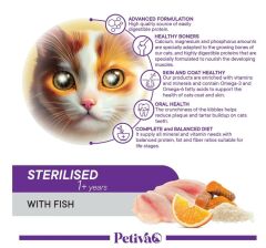 Petiva Kısırlaştırılmış Yetişkin Kediler İçin Balık Etli Kuru Kedi Maması 7 Kg