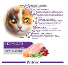 Petiva Kısırlaştırılmış Yetişkin Kediler İçin Tavuk Etli Kuru Kedi Maması 7 Kg