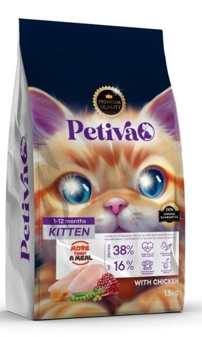 Petiva Yavru Kediler için Tavuklu Kedi Mamasi 15 Kg