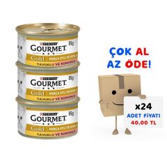 Gourmet Gold Parça Etli Soslu Somonlu Tavuklu Kedi Konservesi 85 Gr 24'lü Paket