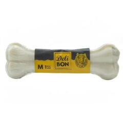 Delibon Beyaz Pres Deri Kemik Köpek Ödülü 15 cm Medium