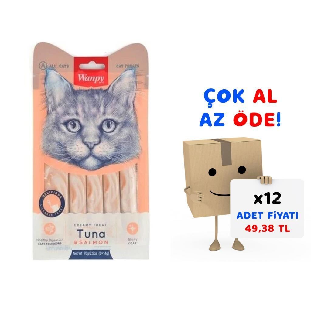 Wanpy Ton Balığı&Somon 5x14 gr Likit Kedi Ödülü 12'li Paket