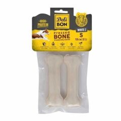 Delibon Beyaz Deri Pres Kemik Köpek Ödülü 2'li 12 Cm Small