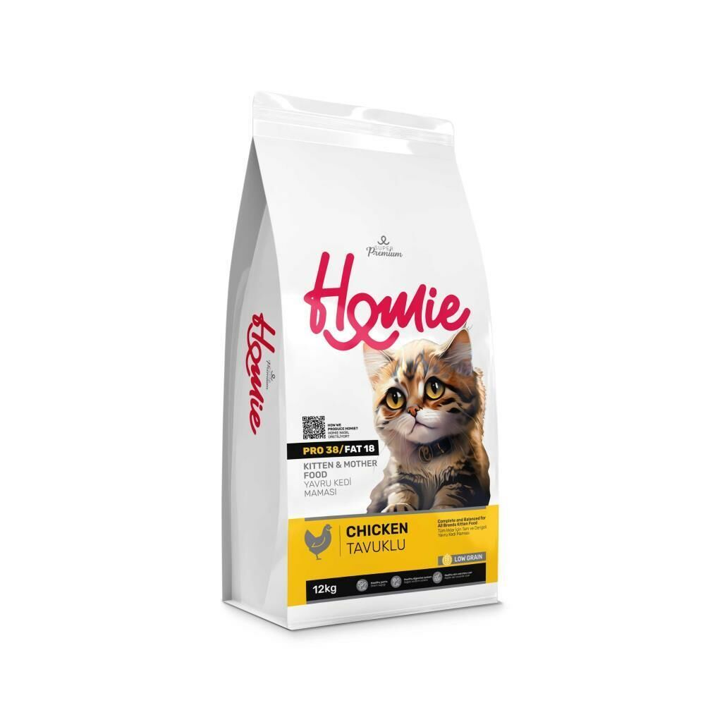 Homie Mother&Baby Anne ve Bebek Kediler Için Tavuklu Kedi Mamasi 12 Kg