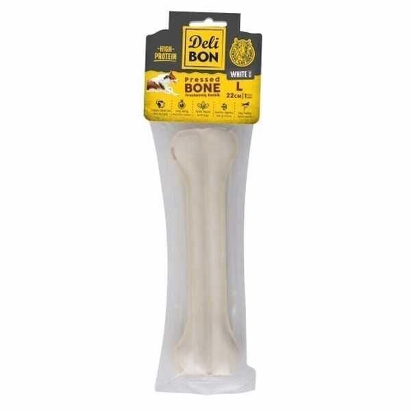 Delibon Beyaz Deri Pres Kemik Köpek Ödülü 22 Cm Large