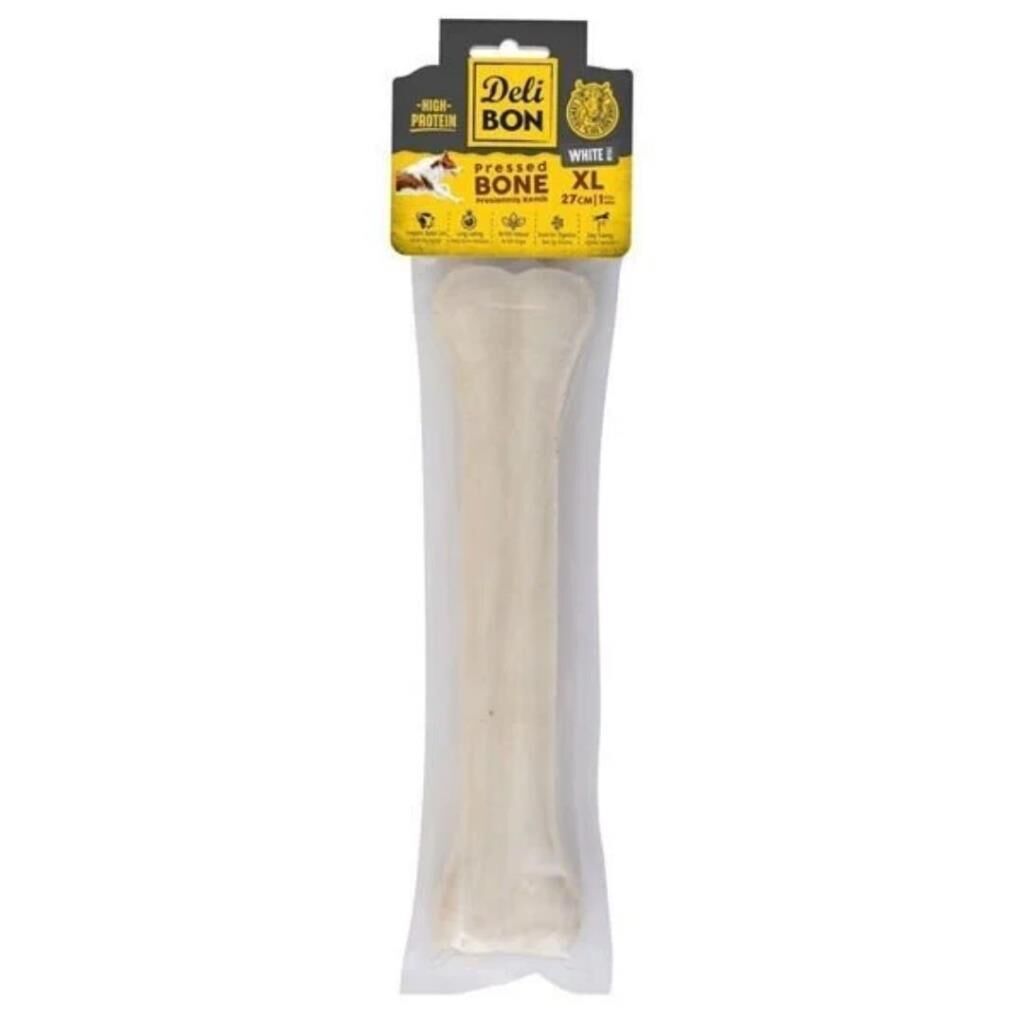 DeliBon Deri Press Köpek Kemik 27Cm M Boy Beyaz