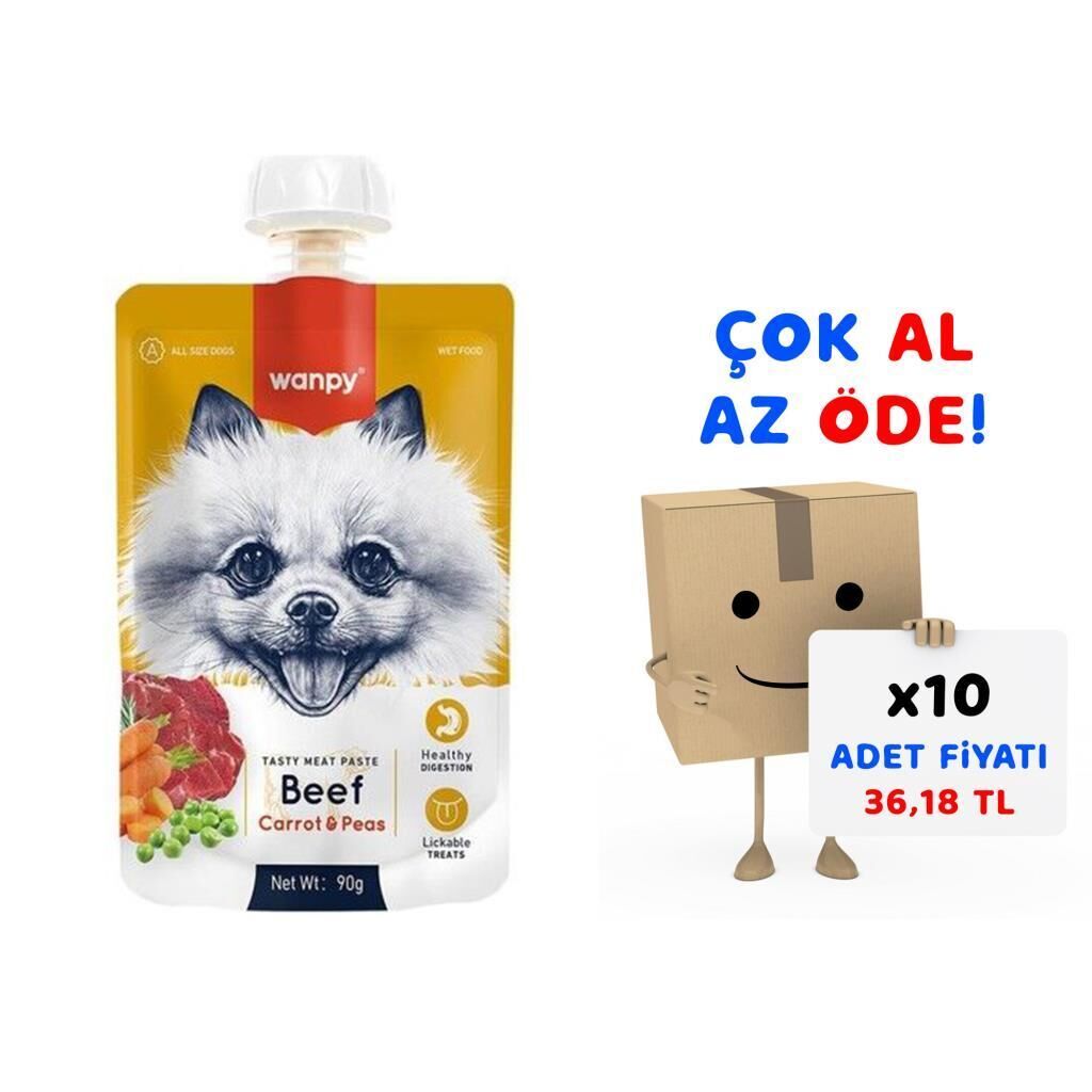 Wanpy Taze Sığır Etli&Havuçlu  Köpek Et Ezmesi 90 gr 10'lu Paket