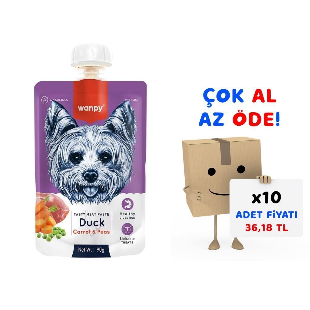 Wanpy Taze Ördekli&Havuçlu  Köpek Et Ezmesi 90 gr 10'lu Paket