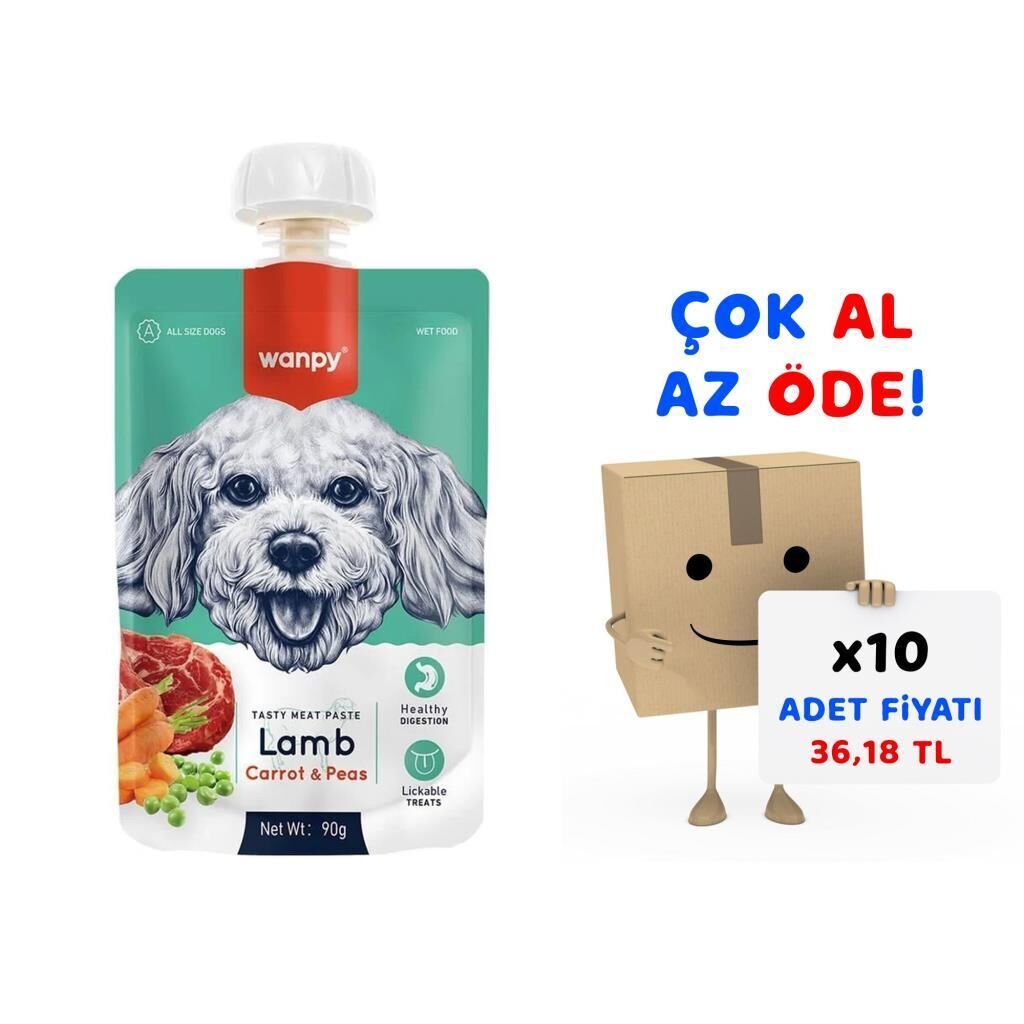 Wanpy Taze Kuzulu&Havuçlu Köpek Et Ezmesi 90 gr 10'lu Paket