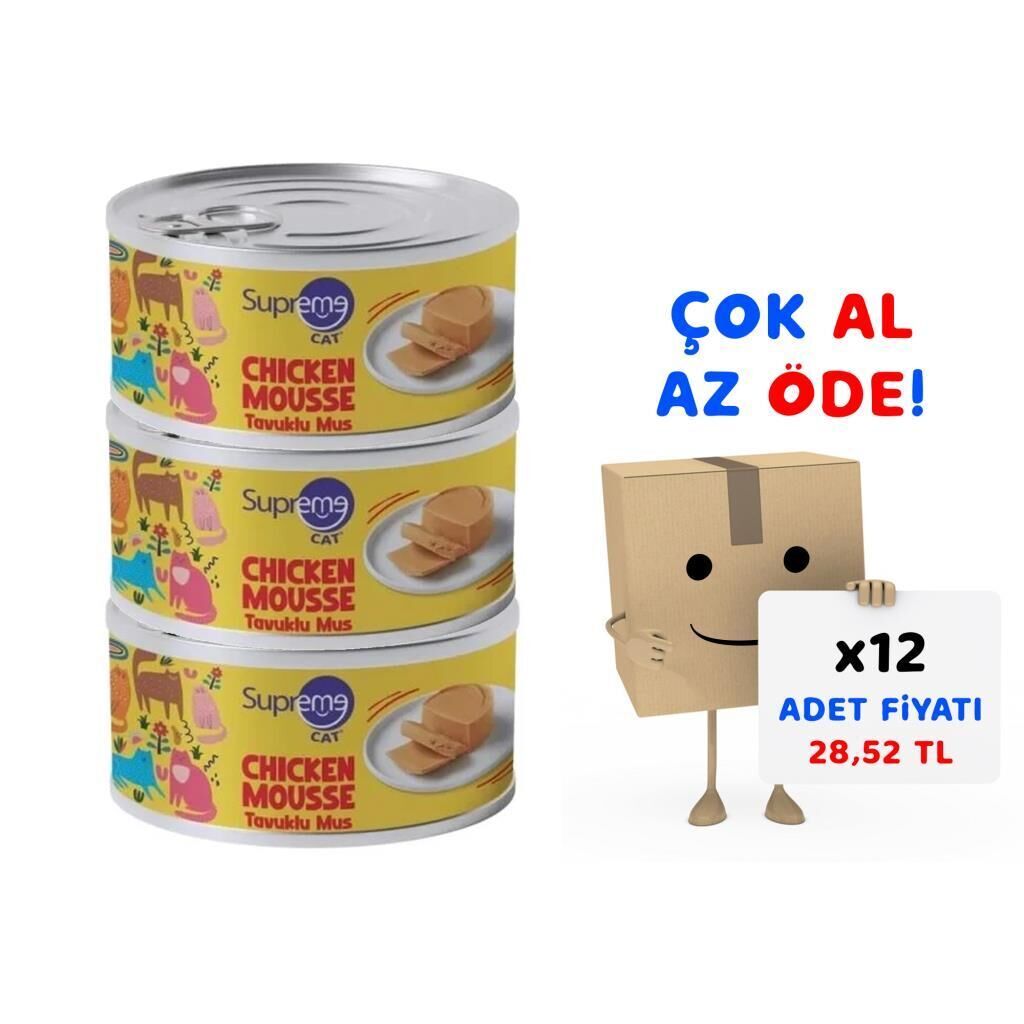 Supreme Cat Tavuklu Yaş Kedi Mamasi 85 Gr 12'li Paket
