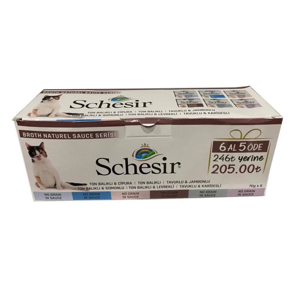 Schesir Naturel Sos Serisi Ton Balıklı ve Tavuk Etli 70 Gr x 6 Adet (6 Al 5 Öde)