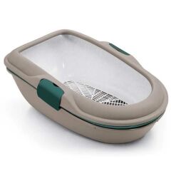 Stefanplast Furba Chic Elekli Açık Kedi Tuvalet Bej Yeşil