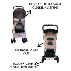 Tommy Evcil Hayvan Arabasi 78x46x99 Cm Pembe Max 15 Kg