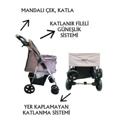 Tommy Evcil Hayvan Arabasi 78x46x99 Cm Pembe Max 15 Kg