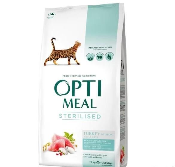Optimeal Hindi Etli ve Yulaflı Kısırlaştırılmış Kedi Maması 10kg