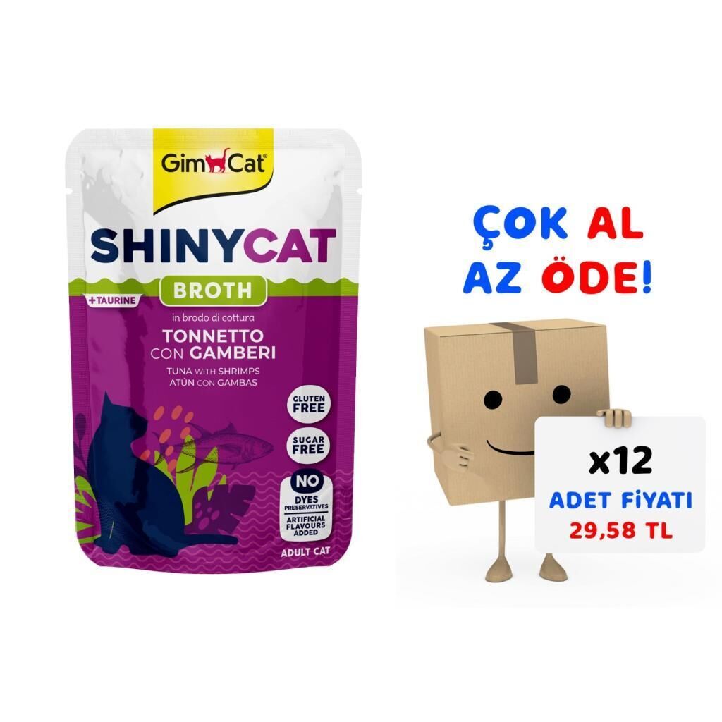 Gimcat Shinycat Tuna with Shrimps Karidesli Pouch Mama 70 gr 12'li Paket