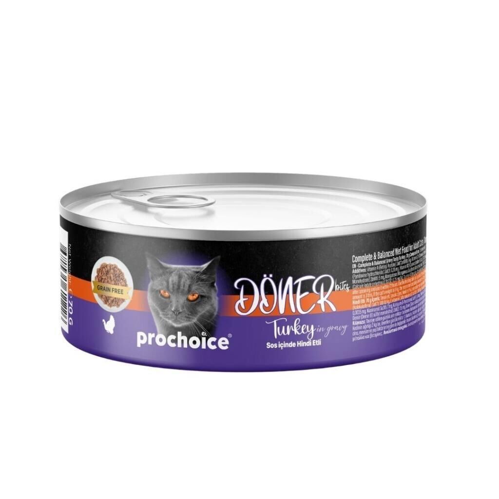 Prochoice Döner Bites Hindili Yetişkin Kedi Konservesi 70 GR