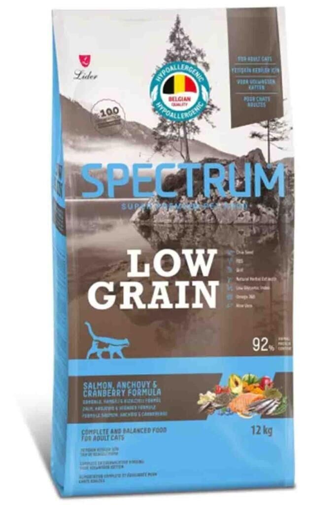 Spectrum Somonlu Hamsili ve Kızılcıklı Yetişkin Kediler İçin Düşük Tahıllı Kedi Maması 12kg