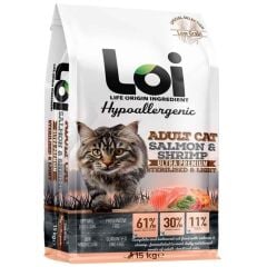 Loi Hipoalerjenik Kısırlaştırılmış Somonlu ve Karidesli Kedi Maması 15 Kg