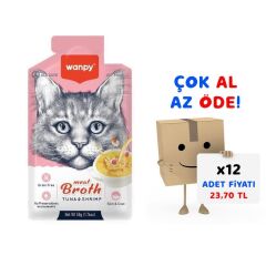 Wanpy Karidesli Ton Balıklı Kedi Çorbası 50 Gr 12'li Paket