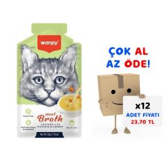 Wanpy Kediler İçin Balkabağı & Havuçlu Tavuk Eti Çorbası 50 gr 12'li Paket
