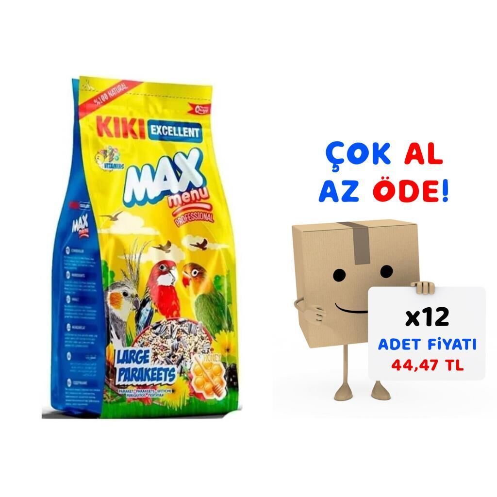 Kiki Excellent Kuş Max Menu Büyük Paraket Yemi 500 Gr 12'li Paket
