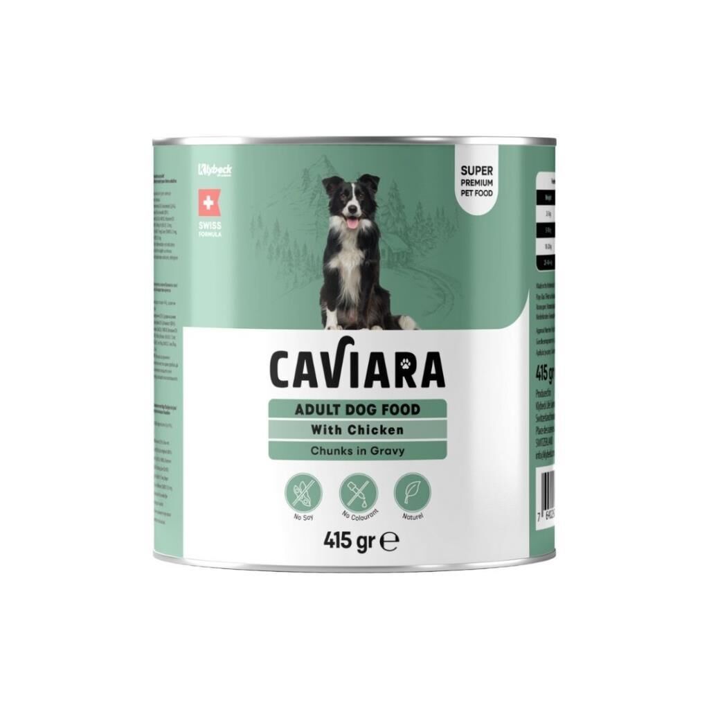 Caviara Sos İçinde Parçacıklı Tavuklu Yetişkin Köpek Konservesi 415 Gr
