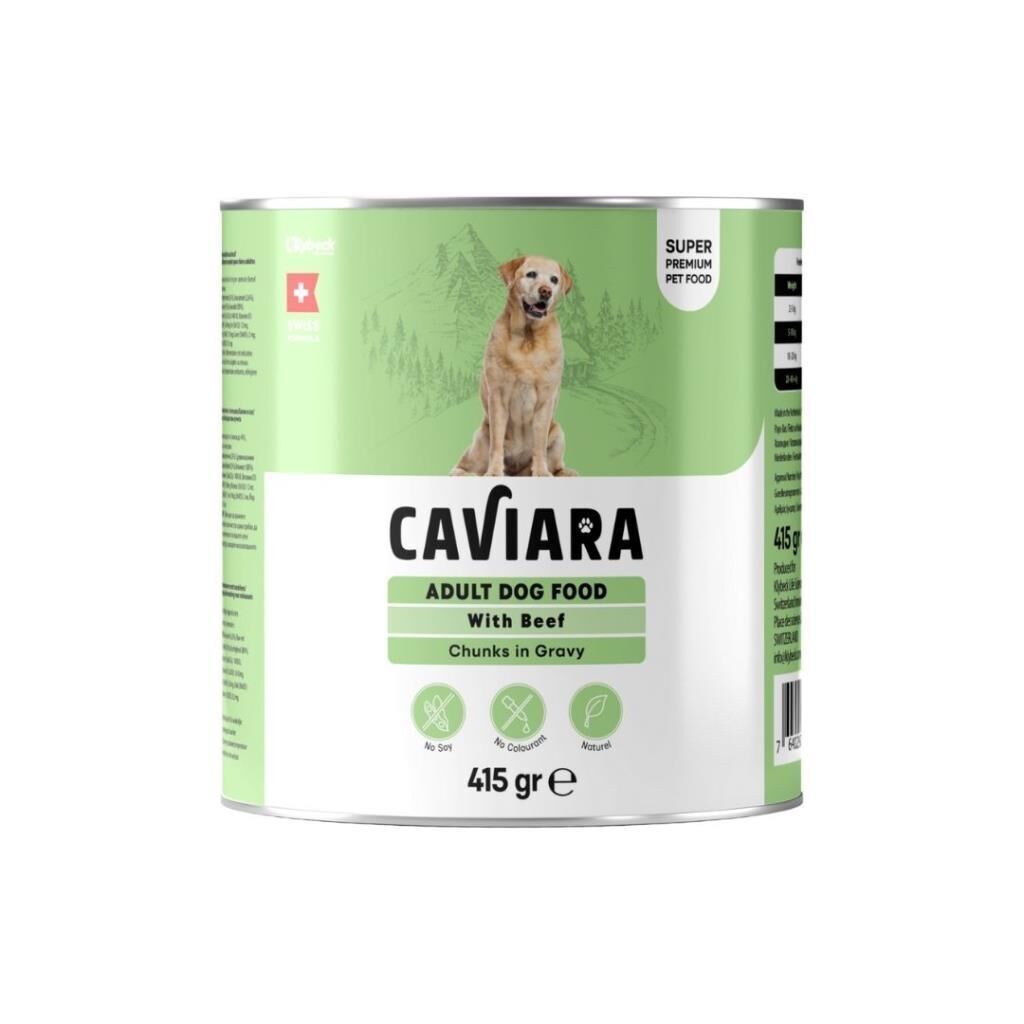 Caviara Sos İçinde Et Parçacıklı Dana Etli Yetişkin Köpek Konservesi 415 Gr