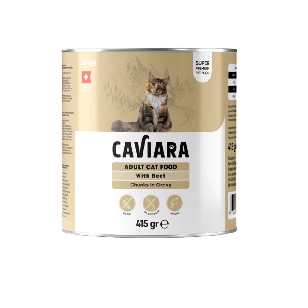 Caviara Sos İçinde Et Parçacıklı Dana Eti Yetişkin Kedi Konservesi 415 Gr