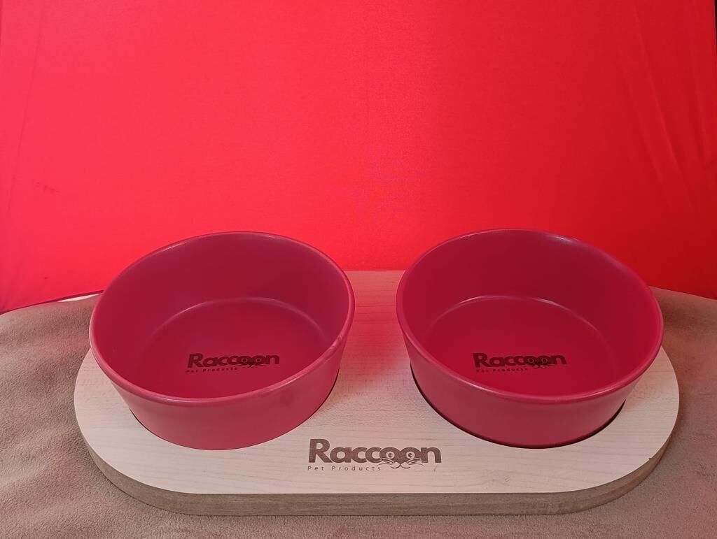 Raccoon Zeus İkili Seramik Mama Kabı 16 Cm KIRMIZI