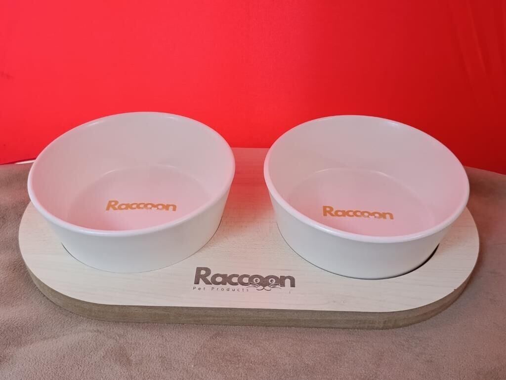 Raccoon Zeus İkili Seramik Mama Kabı 16 Cm BEYAZ