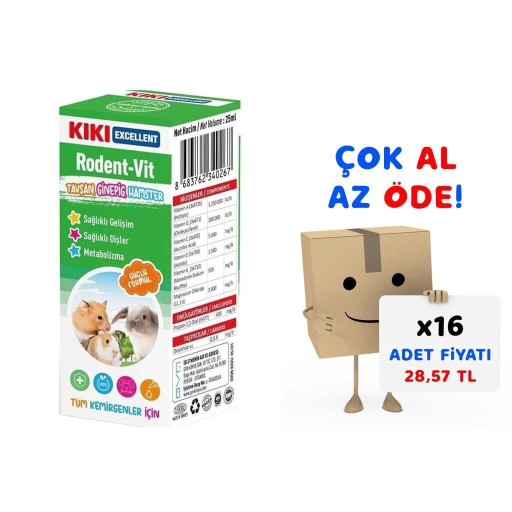 KIKI Excellent Kemirgen Rodent-Vit Vitamin Desteği 25 ml 16'lı Paket