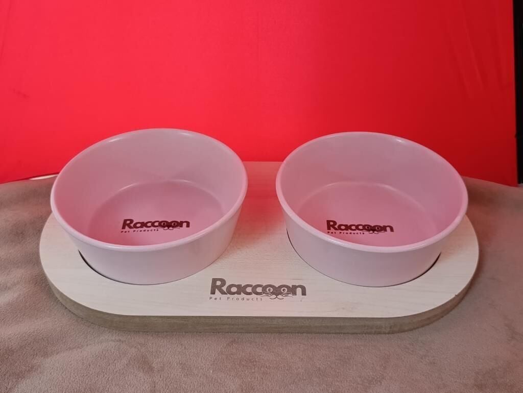 Raccoon Zeus İkili Seramik Mama Kabı 13 Cm PEMBE