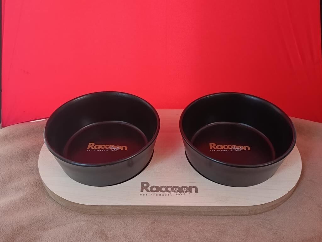 Raccoon Zeus İkili Seramik Mama Kabı 16 Cm SİYAH