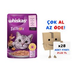 Whiskas Pouch Tasty Mix Sos İçinde Somonlu ve Havuçlu Yetişkin Kedi Konservesi 85gr 28'li Paket