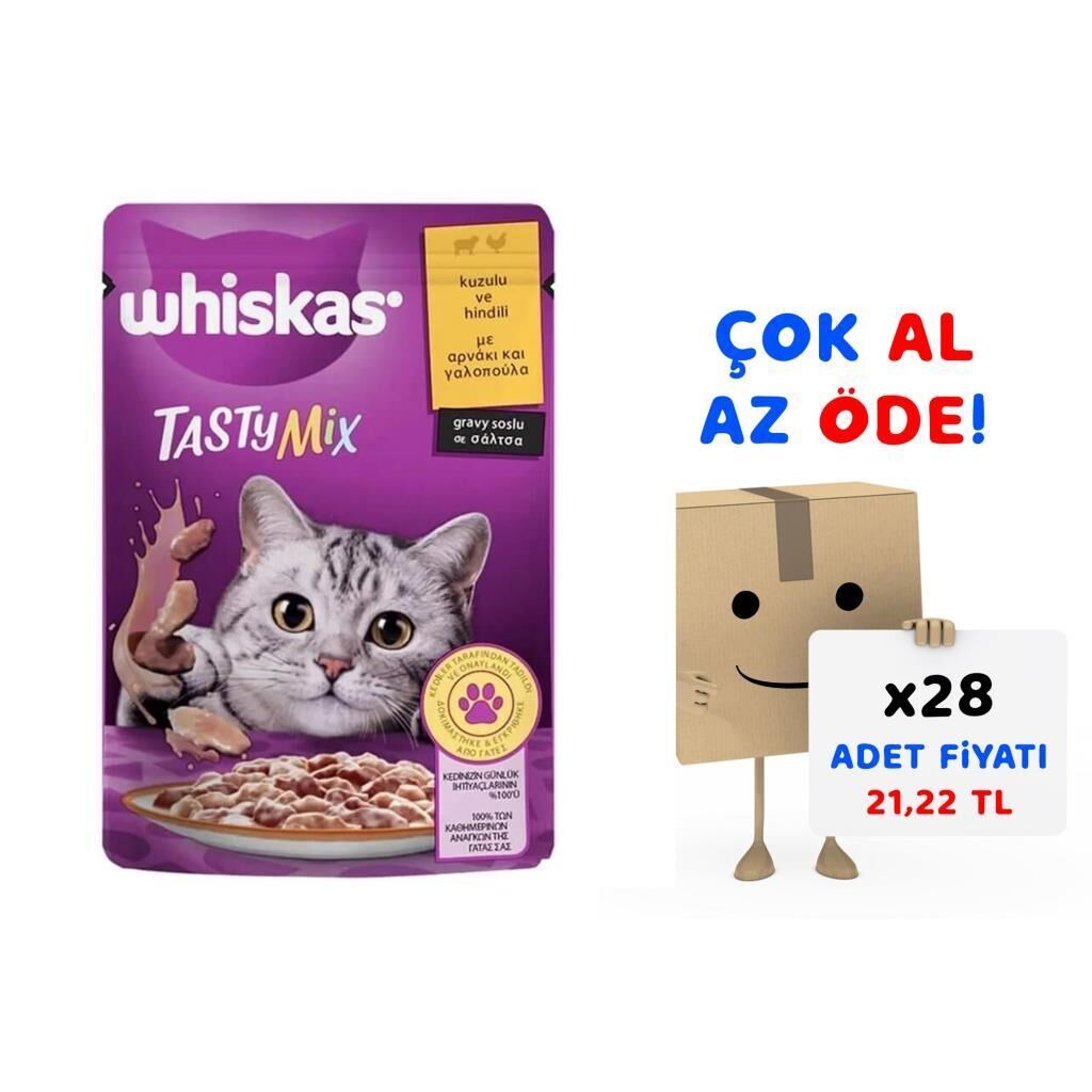 Whiskas Tasty Mix Kuzulu Hindili Kedi Maması 85 gr 28'li Paket